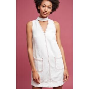 New Anthropologie Holding Horses White Seamed Cutout Mini Dress $138 Large